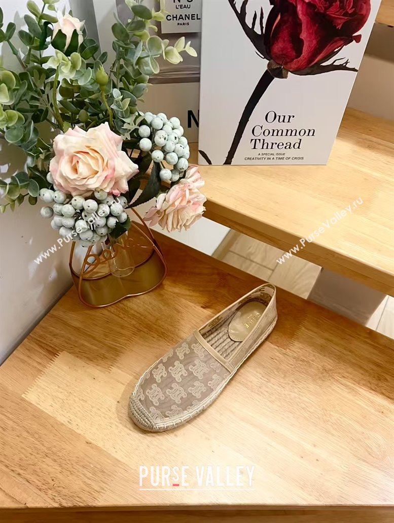 Celine Espadrilles Flat in Triomphe Logo Mesh Nude 2025 (JD-250428116)