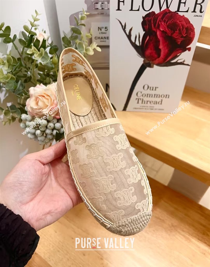 Celine Espadrilles Flat in Triomphe Logo Mesh Nude 2025 (JD-250428116)