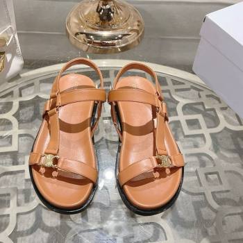Celine Maud Flat Sandals in Calfskin Leather Light Brown 2025 (MD-250428125)
