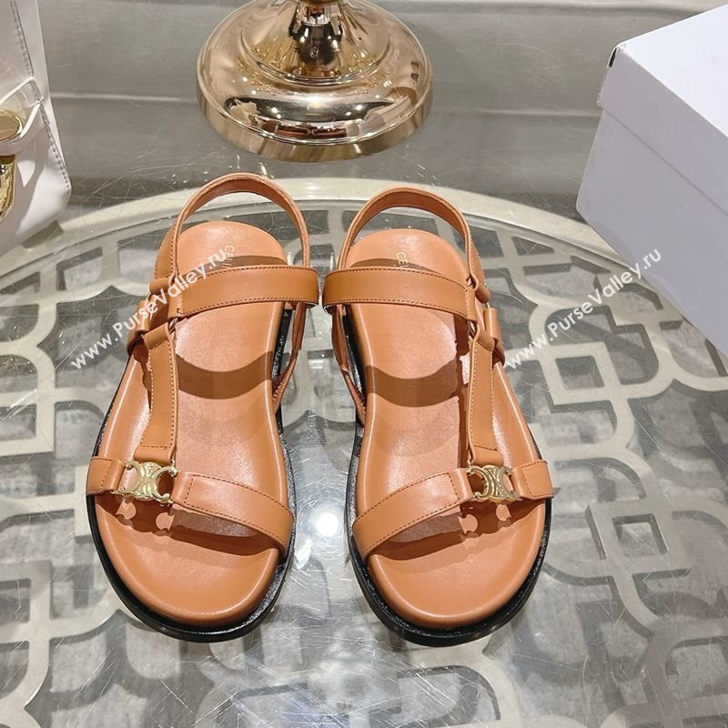 Celine Maud Flat Sandals in Calfskin Leather Light Brown 2025 (MD-250428125)