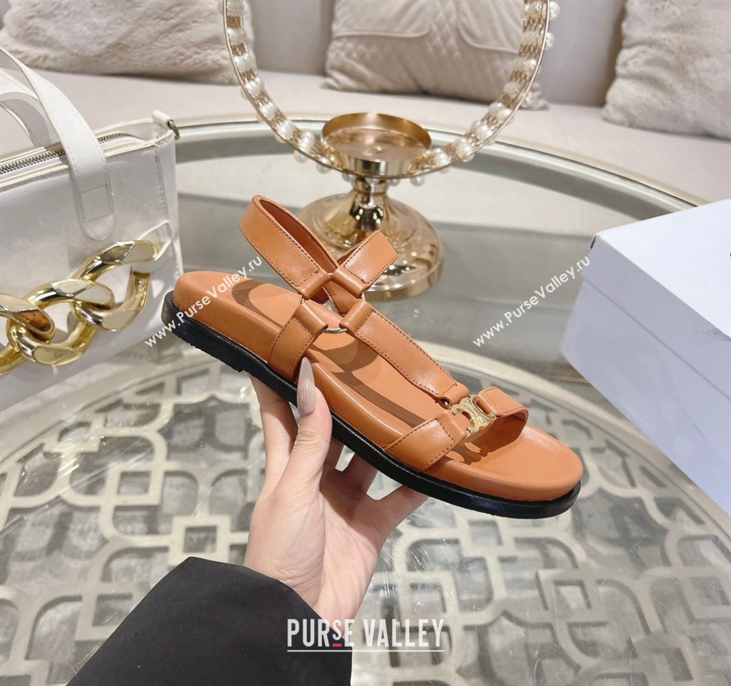 Celine Maud Flat Sandals in Calfskin Leather Light Brown 2025 (MD-250428125)