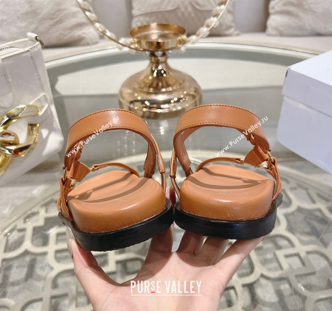 Celine Maud Flat Sandals in Calfskin Leather Light Brown 2025 (MD-250428125)