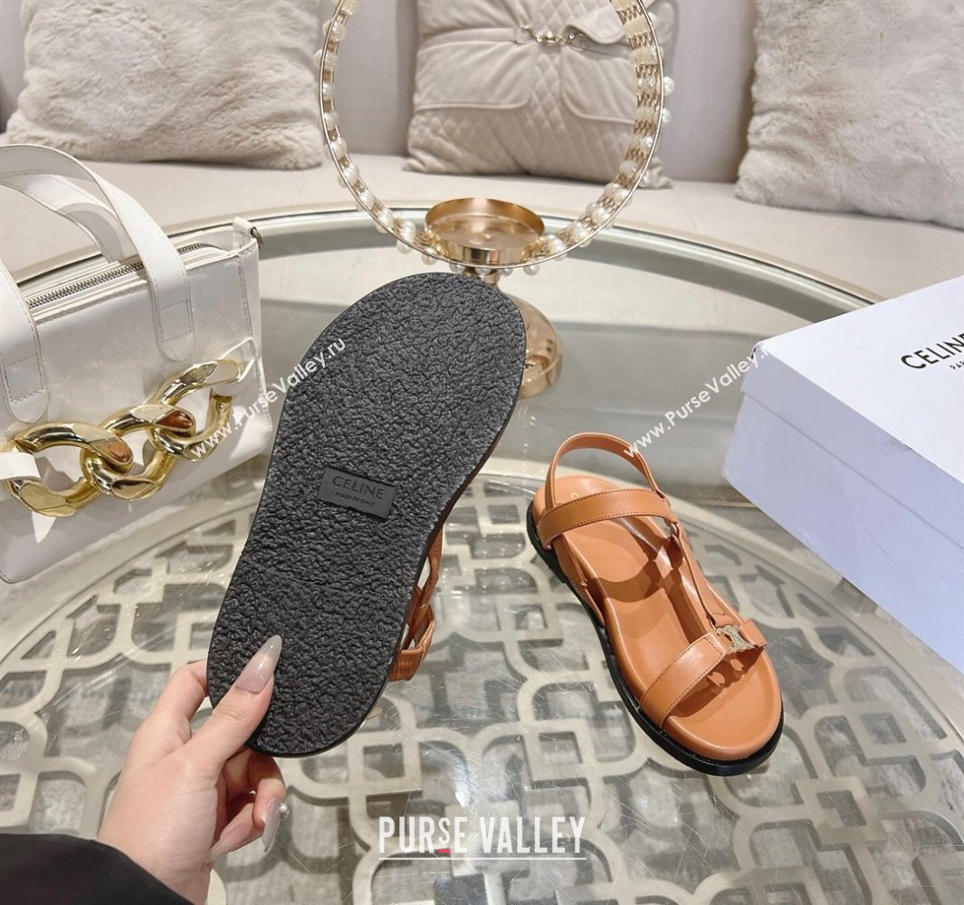 Celine Maud Flat Sandals in Calfskin Leather Light Brown 2025 (MD-250428125)
