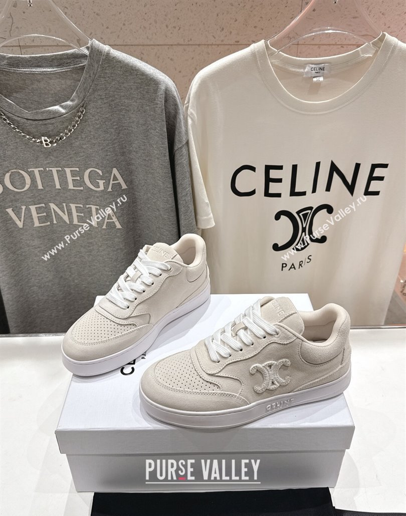 Celine Alan Sneakers with Triomphe in Suede Light Grey 2025 (MD-250428126)