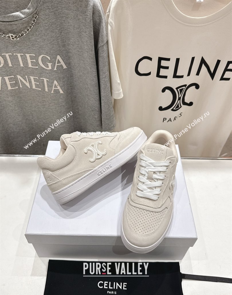 Celine Alan Sneakers with Triomphe in Suede Light Grey 2025 (MD-250428126)