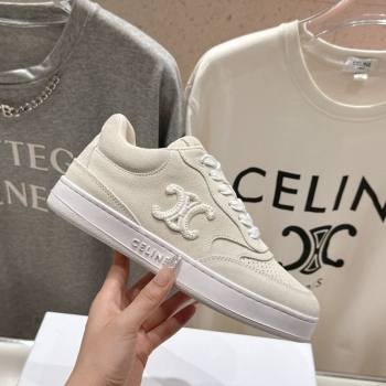 Celine Alan Sneakers with Triomphe in Suede Light Grey 2025 (MD-250428126)