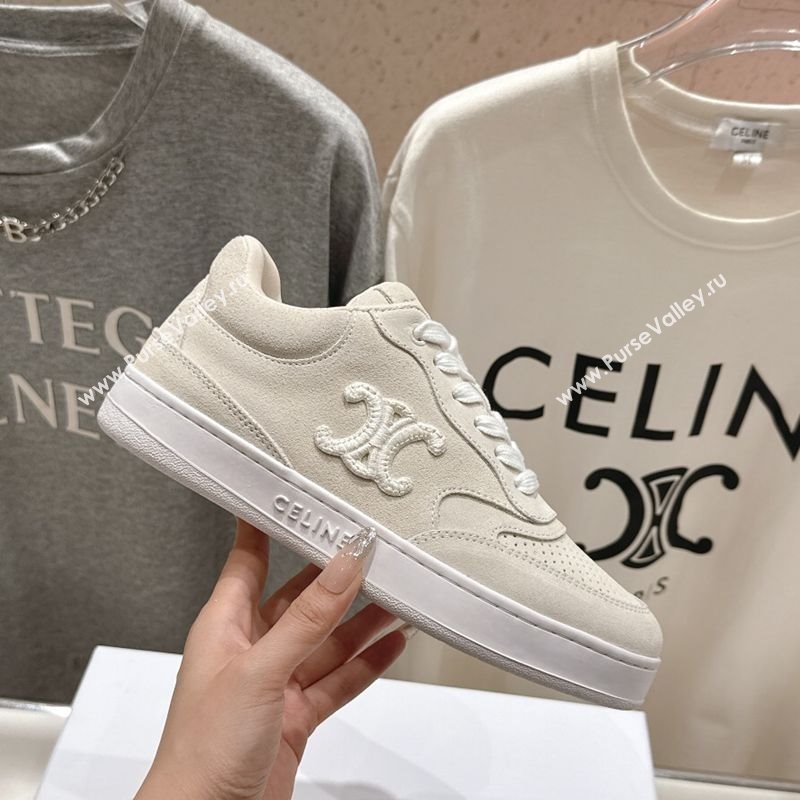 Celine Alan Sneakers with Triomphe in Suede Light Grey 2025 (MD-250428126)