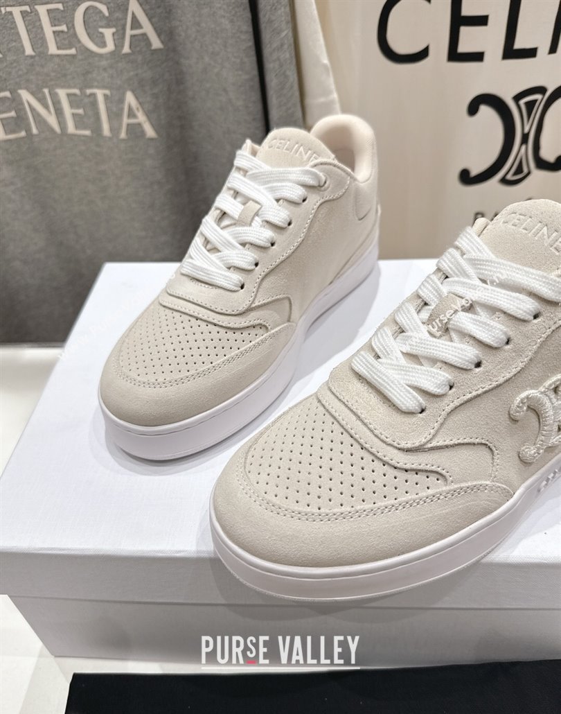Celine Alan Sneakers with Triomphe in Suede Light Grey 2025 (MD-250428126)