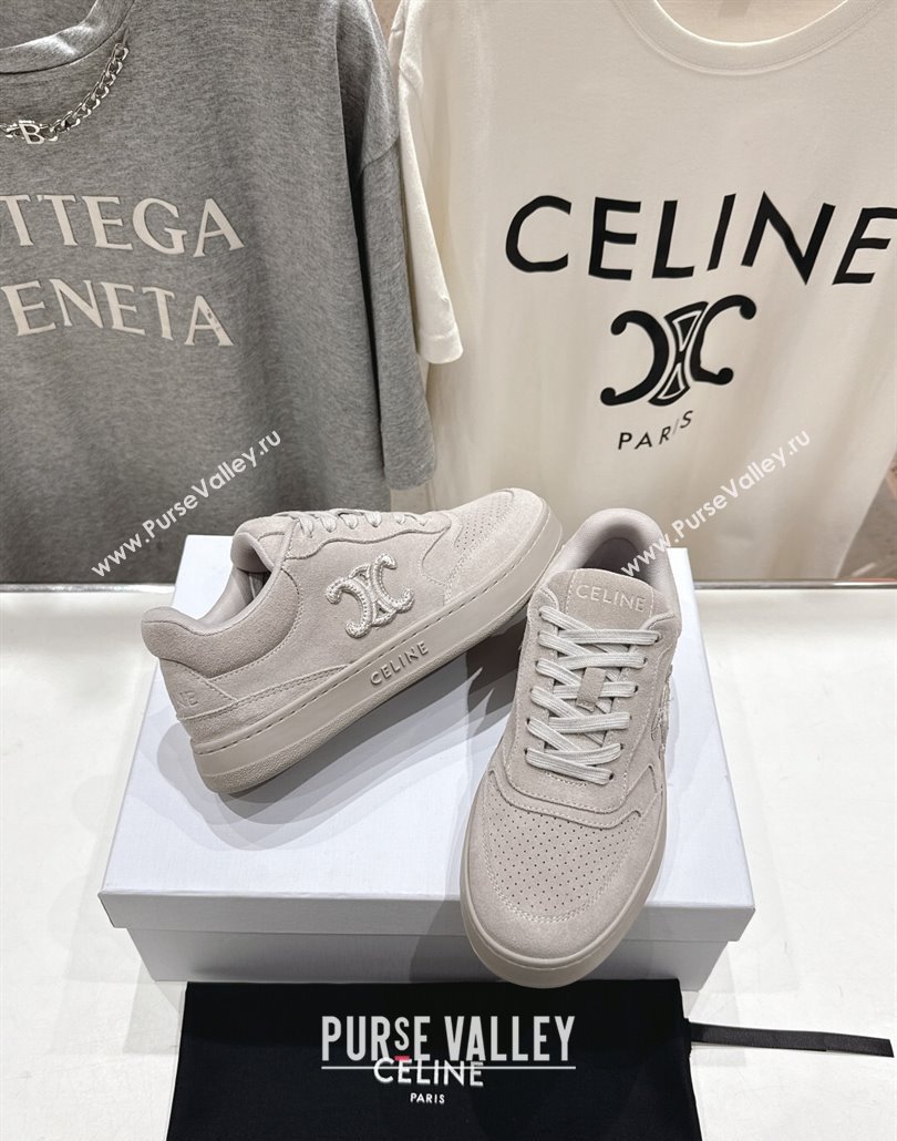 Celine Alan Sneakers with Triomphe in Suede Dark Grey 2025 (MD-250428127)