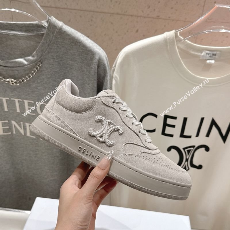 Celine Alan Sneakers with Triomphe in Suede Dark Grey 2025 (MD-250428127)