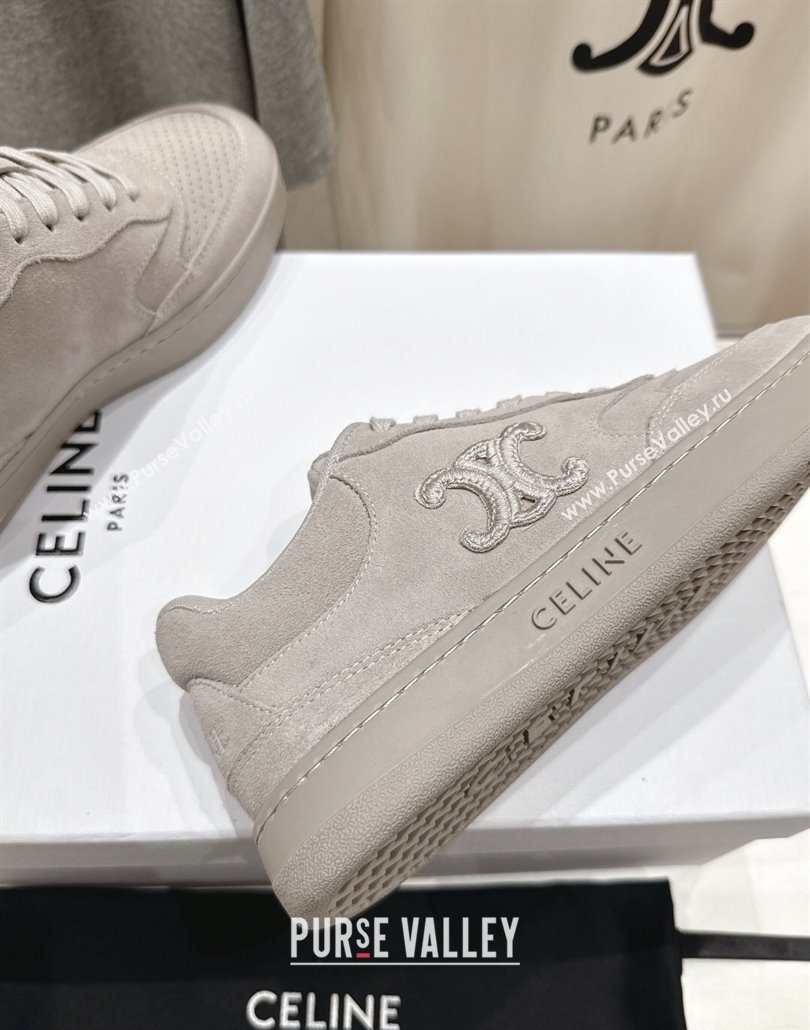 Celine Alan Sneakers with Triomphe in Suede Dark Grey 2025 (MD-250428127)
