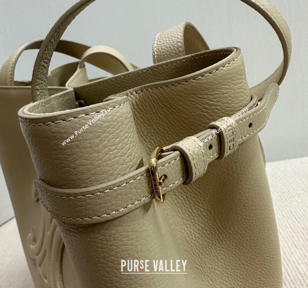 Celine Small Cabas Anais Cuir Triomphe Tote Bag in Grained Calfskin Light Apricot 2025 118233 (BL-250520011)