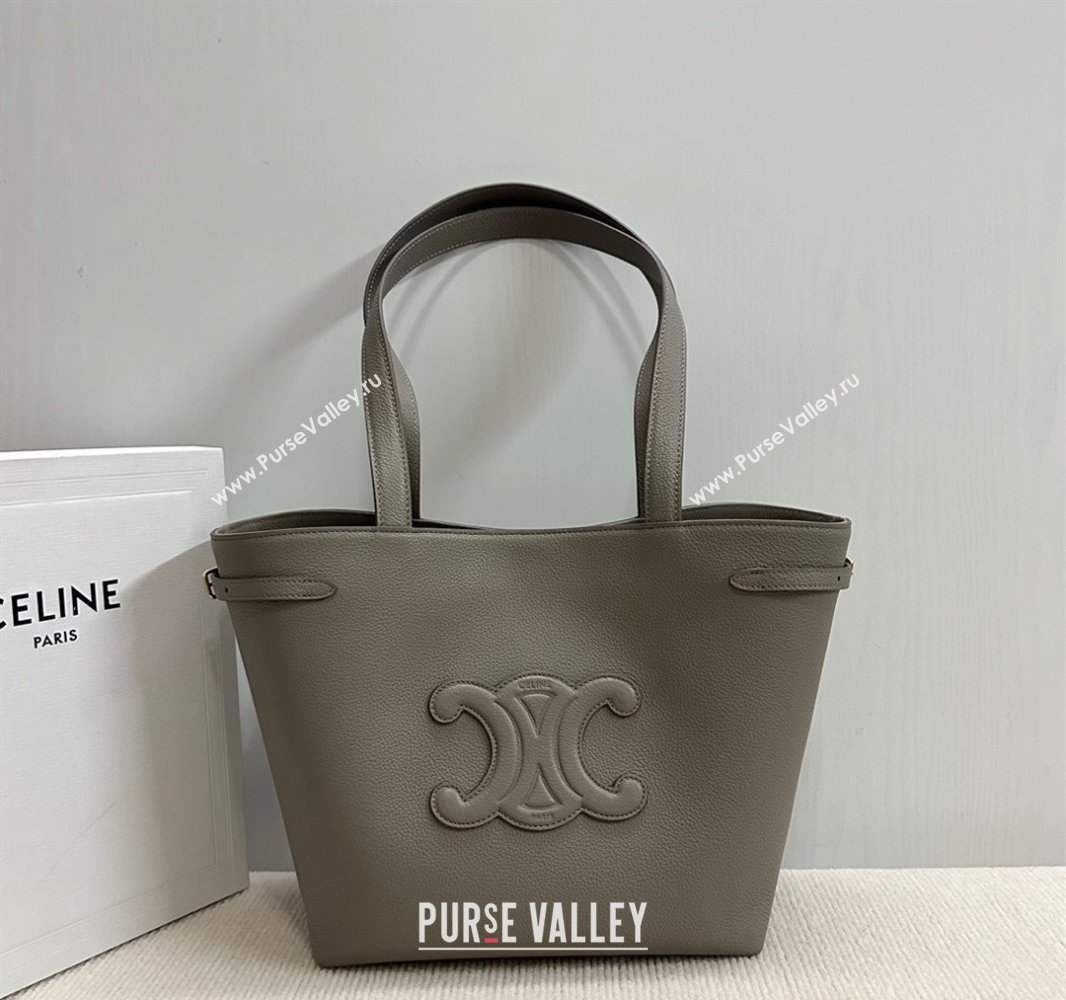 Celine Small Cabas Anais Cuir Triomphe Tote Bag in Grained Calfskin Dark Grey 2025 118233 (BL-250520012)