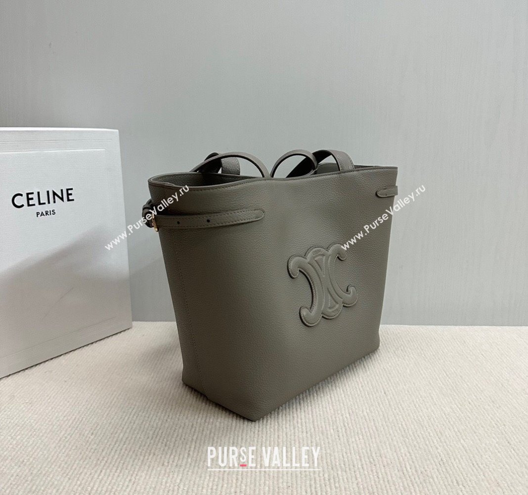 Celine Small Cabas Anais Cuir Triomphe Tote Bag in Grained Calfskin Dark Grey 2025 118233 (BL-250520012)