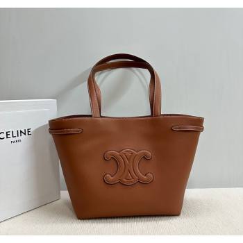 Celine Small Cabas Anais Cuir Triomphe Tote Bag in Grained Calfskin Tan Brown 2025 118233 (BL-250520013)