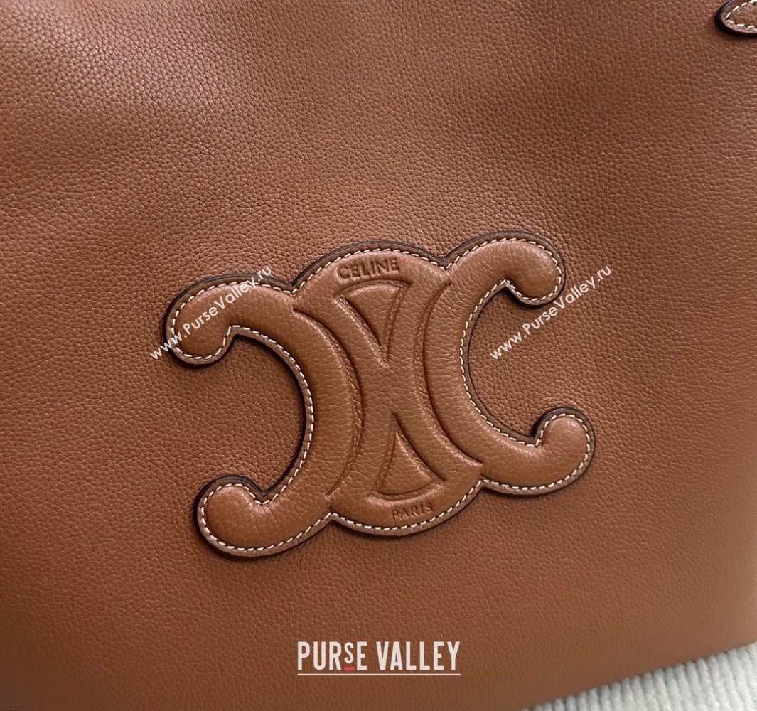 Celine Small Cabas Anais Cuir Triomphe Tote Bag in Grained Calfskin Tan Brown 2025 118233 (BL-250520013)