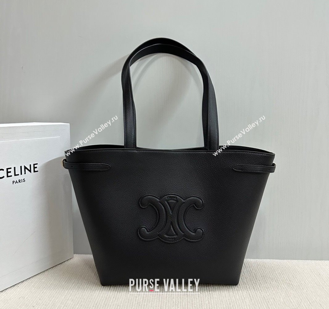 Celine Small Cabas Anais Cuir Triomphe Tote Bag in Grained Calfskin Black 2025 118233 (BL-250520014)