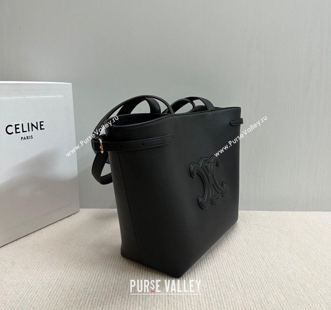Celine Small Cabas Anais Cuir Triomphe Tote Bag in Grained Calfskin Black 2025 118233 (BL-250520014)