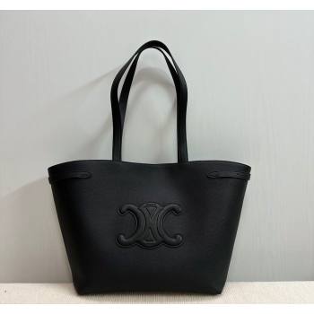 Celine Medium Cabas Anais Cuir Triomphe Tote Bag in Grained Calfskin Black 2025 116853 (BL-250520015)