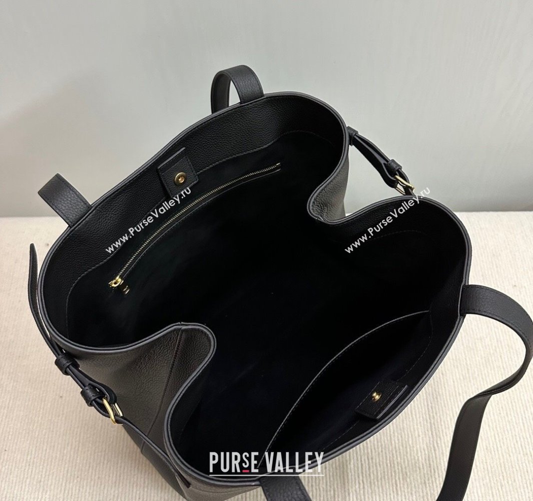 Celine Medium Cabas Anais Cuir Triomphe Tote Bag in Grained Calfskin Black 2025 116853 (BL-250520015)