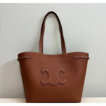 Celine Medium Cabas Anais Cuir Triomphe Tote Bag in Grained Calfskin Tan Brown 2025 116853 (BL-250520016)