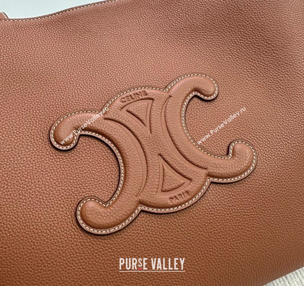 Celine Medium Cabas Anais Cuir Triomphe Tote Bag in Grained Calfskin Tan Brown 2025 116853 (BL-250520016)