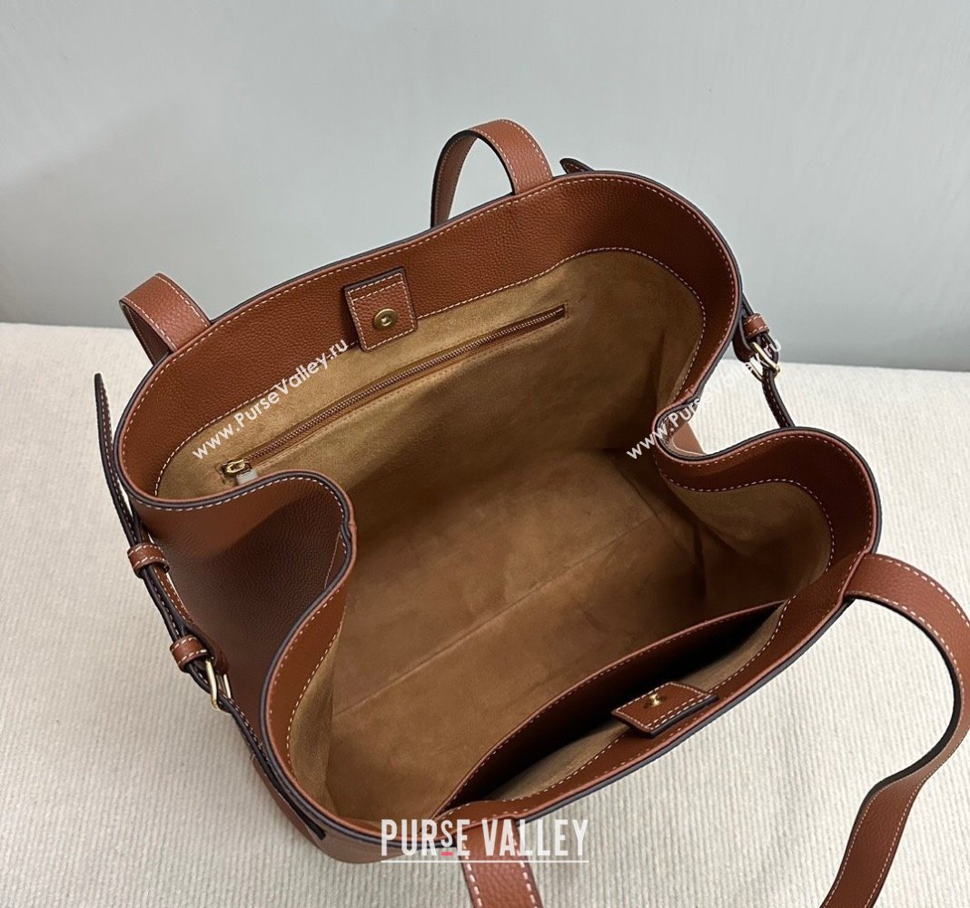 Celine Medium Cabas Anais Cuir Triomphe Tote Bag in Grained Calfskin Tan Brown 2025 116853 (BL-250520016)
