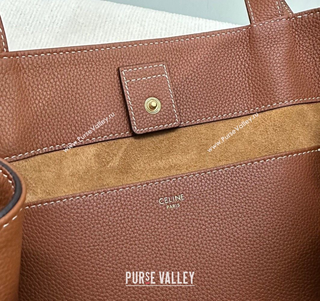 Celine Medium Cabas Anais Cuir Triomphe Tote Bag in Grained Calfskin Tan Brown 2025 116853 (BL-250520016)