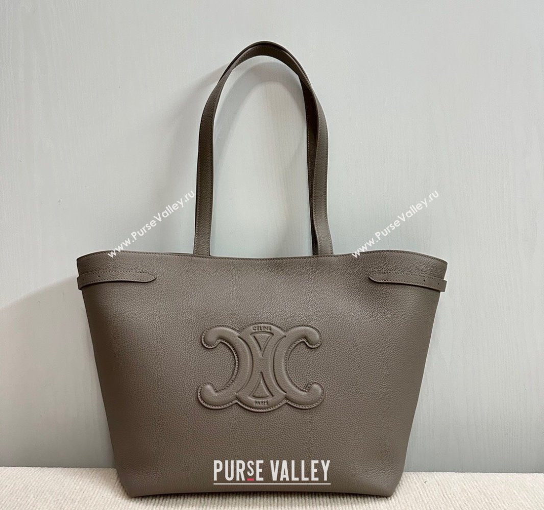 Celine Medium Cabas Anais Cuir Triomphe Tote Bag in Grained Calfskin Dark Grey 2025 116853 (BL-250520017)