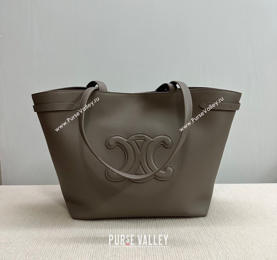 Celine Medium Cabas Anais Cuir Triomphe Tote Bag in Grained Calfskin Dark Grey 2025 116853 (BL-250520017)