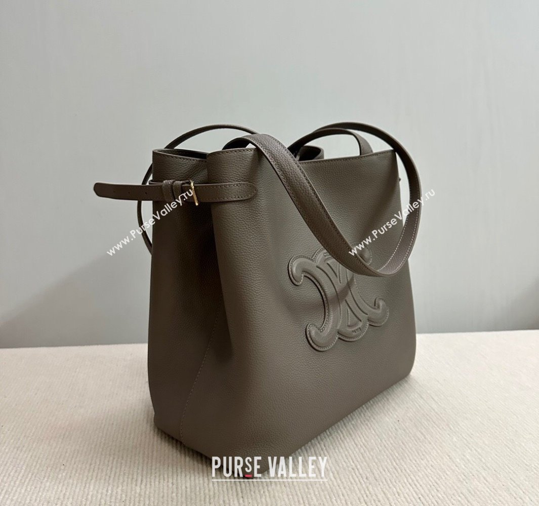 Celine Medium Cabas Anais Cuir Triomphe Tote Bag in Grained Calfskin Dark Grey 2025 116853 (BL-250520017)