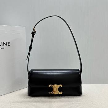 Celine Triomphe Shoulder Bag in Shiny Calfskin Black 2025 120553 (BL-250520019)