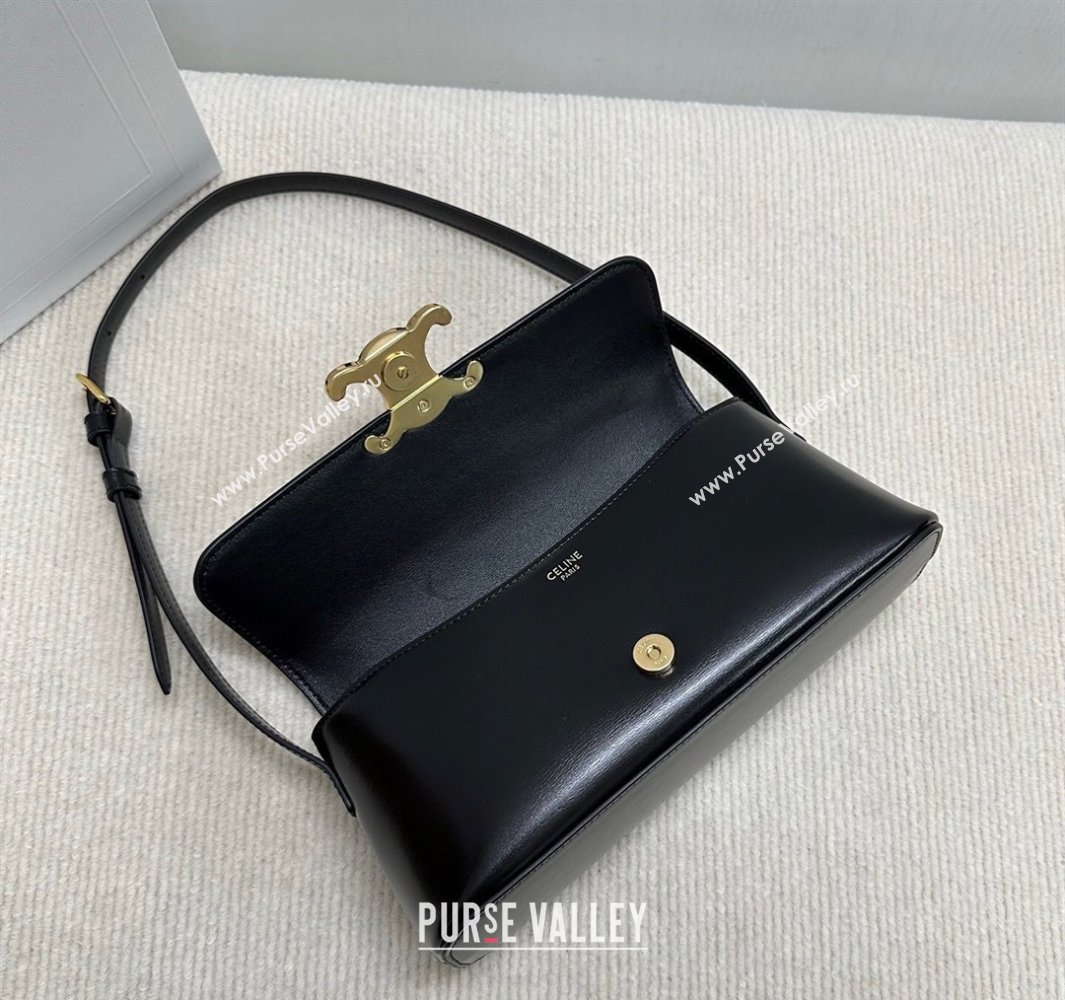 Celine Triomphe Shoulder Bag in Shiny Calfskin Black 2025 120553 (BL-250520019)