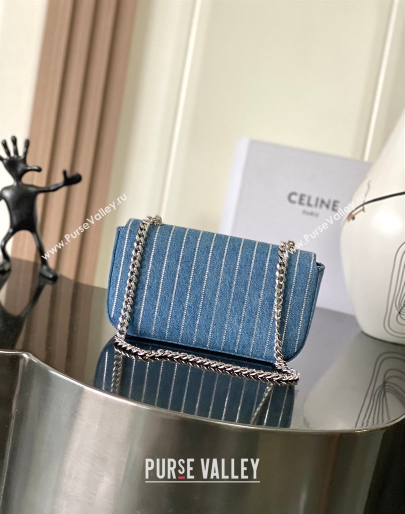 Celine Chain Shoulder Bag in Blue Denim with Strass 197993 2025 (BL-250520021)