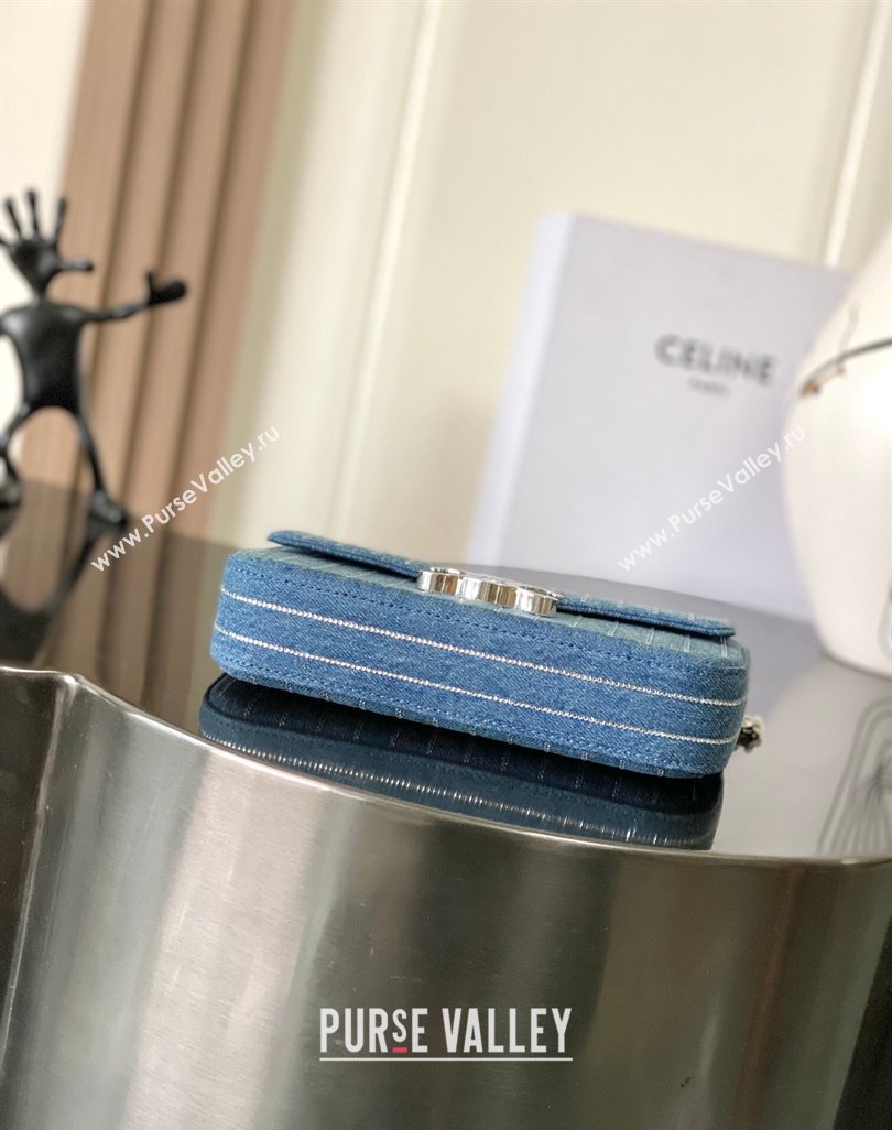Celine Chain Shoulder Bag in Blue Denim with Strass 197993 2025 (BL-250520021)