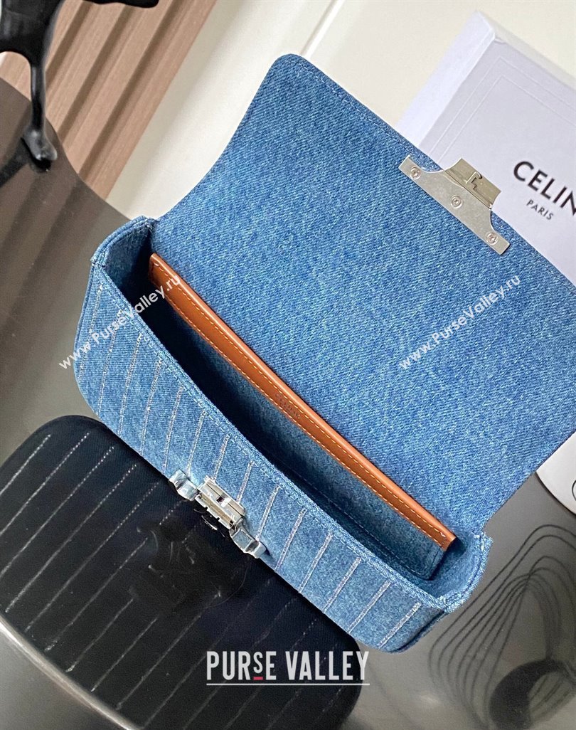 Celine Chain Shoulder Bag in Blue Denim with Strass 197993 2025 (BL-250520021)