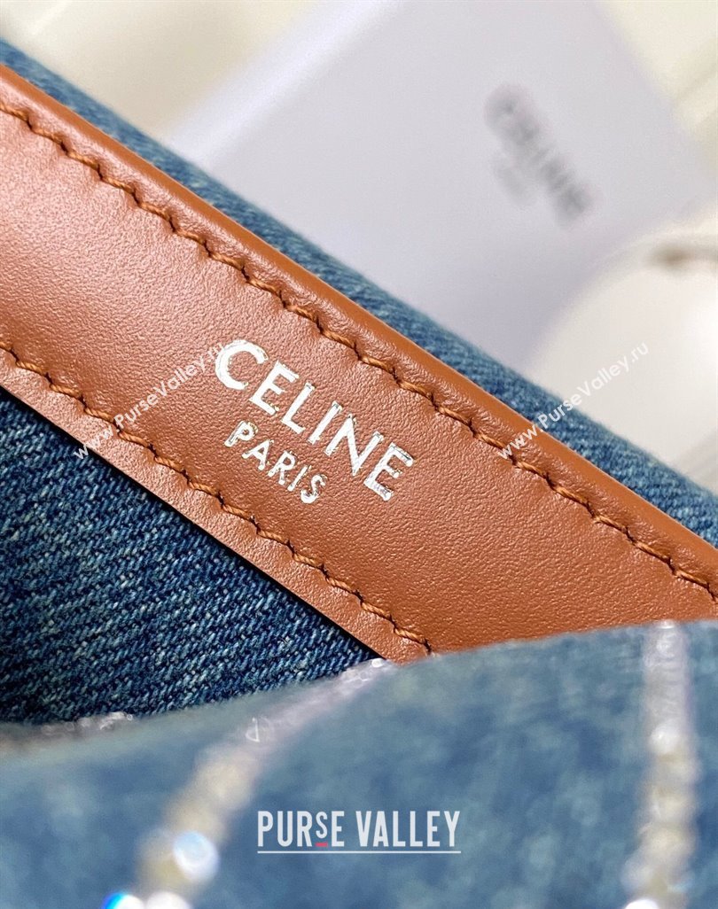 Celine Chain Shoulder Bag in Blue Denim with Strass 197993 2025 (BL-250520021)