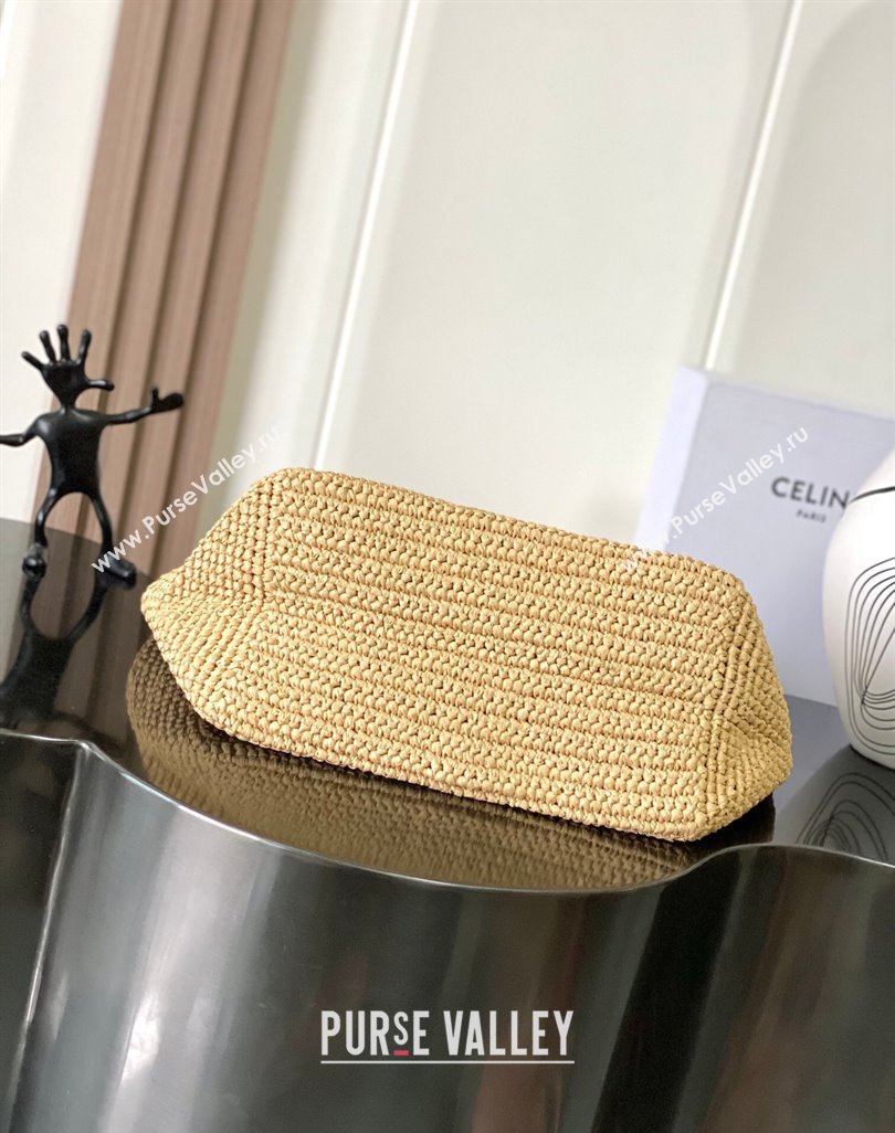 Celine Classic Panier Shopper Cabas bag in Raffia Straw and Calfskin Beige 2025 119632 (BL-250520022)