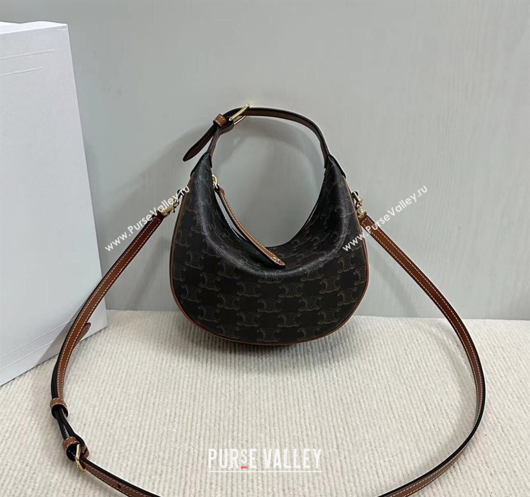 Celine Teen Lulu Bag in Triomphe Canvas and Calfskin Brown 2025 120723 (BL-250520029)