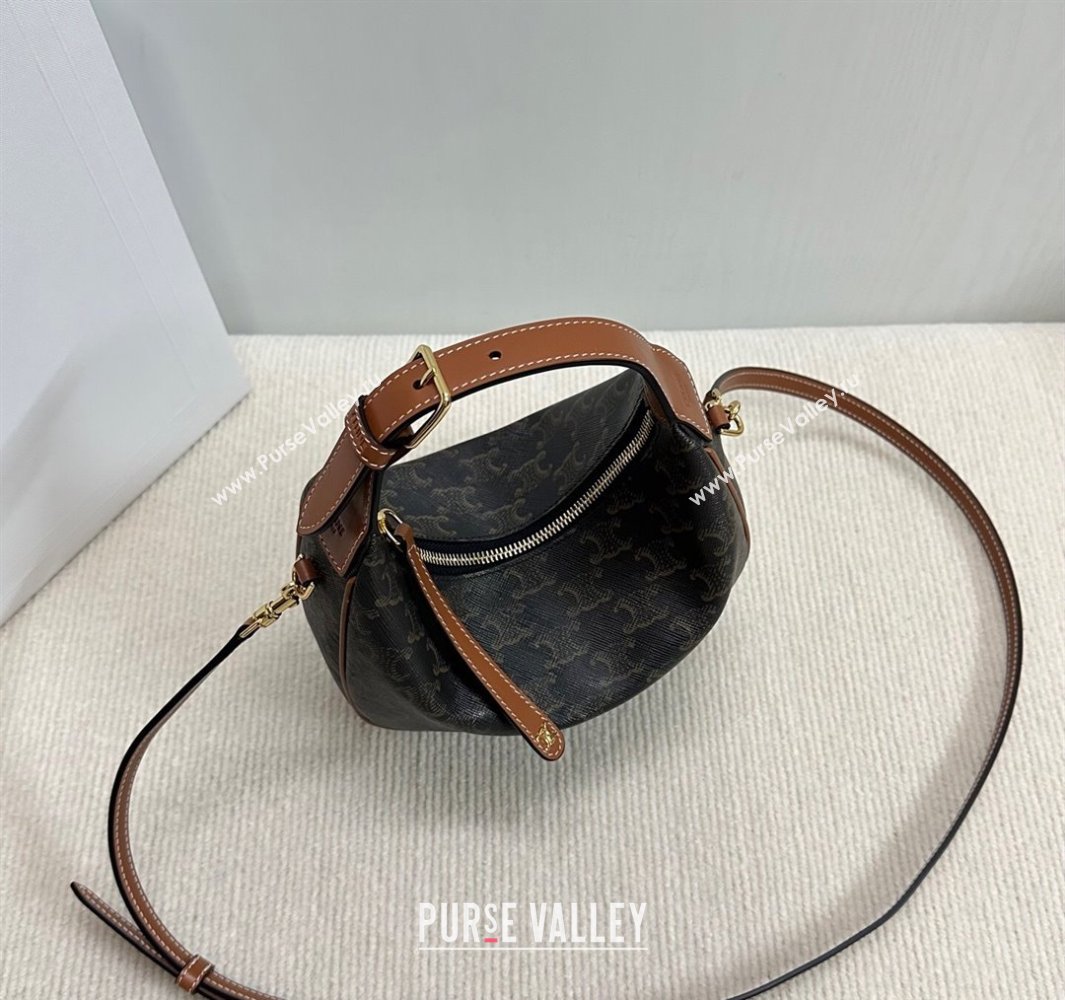 Celine Teen Lulu Bag in Triomphe Canvas and Calfskin Brown 2025 120723 (BL-250520029)