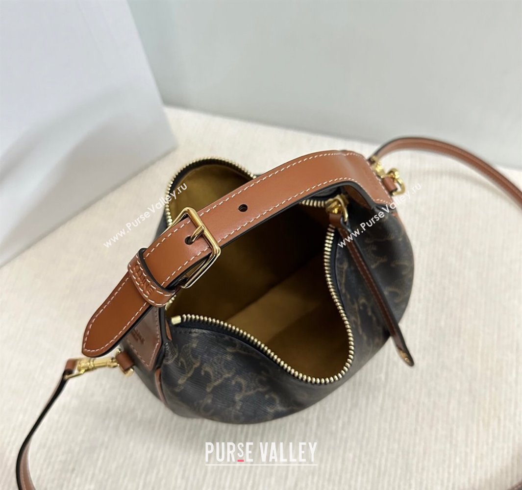 Celine Teen Lulu Bag in Triomphe Canvas and Calfskin Brown 2025 120723 (BL-250520029)