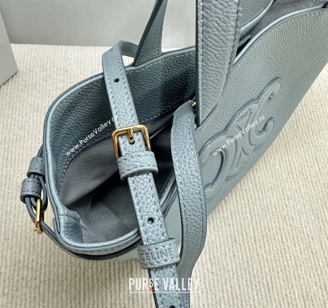 Celine Mini Cabas Anais Cuir Triomphe Tote Bag in Grained Calfskin Glacier Blue 2025 118613 (BL-250520006)