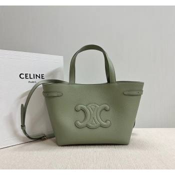 Celine Mini Cabas Anais Cuir Triomphe Tote Bag in Grained Calfskin Light Clay Green 2025 118613 (BL-250520007)