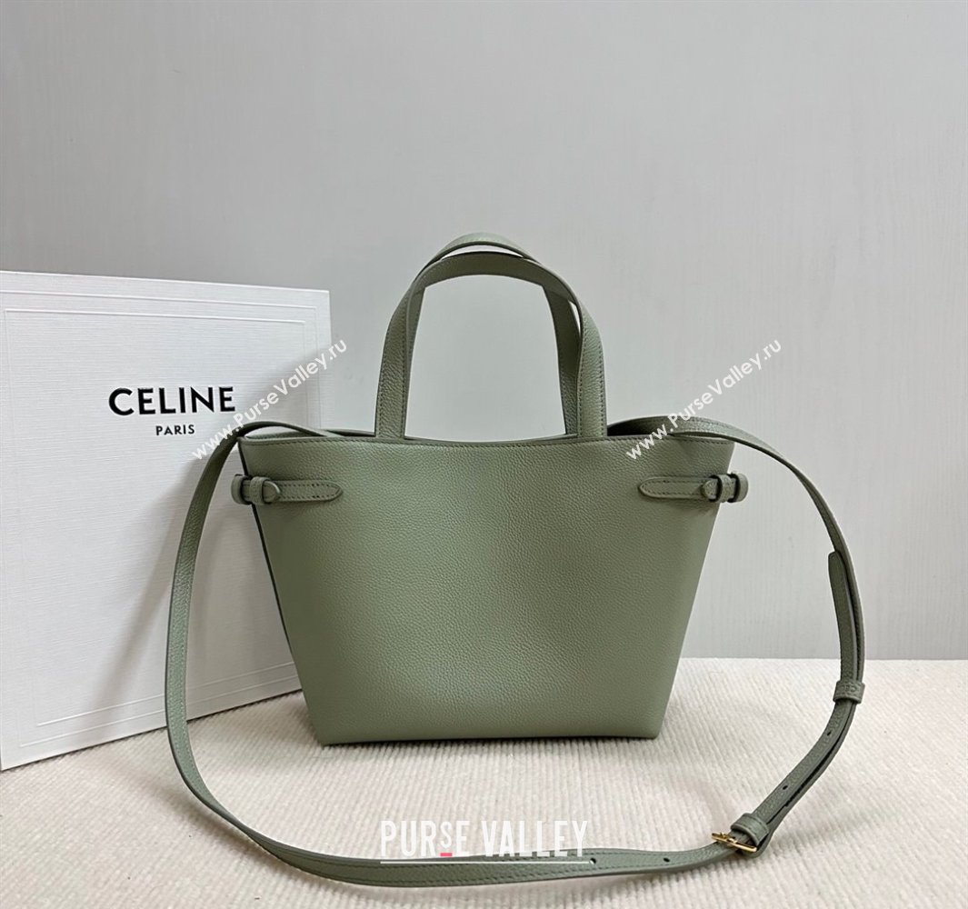 Celine Mini Cabas Anais Cuir Triomphe Tote Bag in Grained Calfskin Light Clay Green 2025 118613 (BL-250520007)