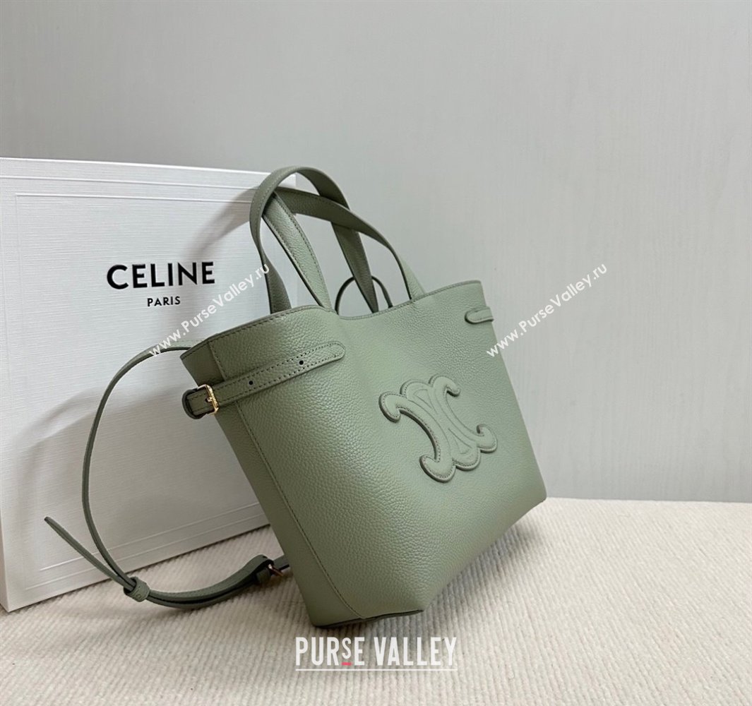 Celine Mini Cabas Anais Cuir Triomphe Tote Bag in Grained Calfskin Light Clay Green 2025 118613 (BL-250520007)