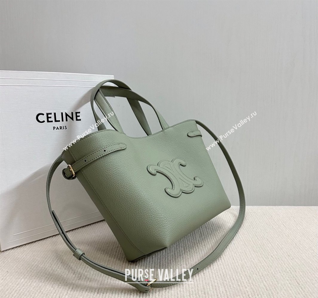 Celine Mini Cabas Anais Cuir Triomphe Tote Bag in Grained Calfskin Light Clay Green 2025 118613 (BL-250520007)