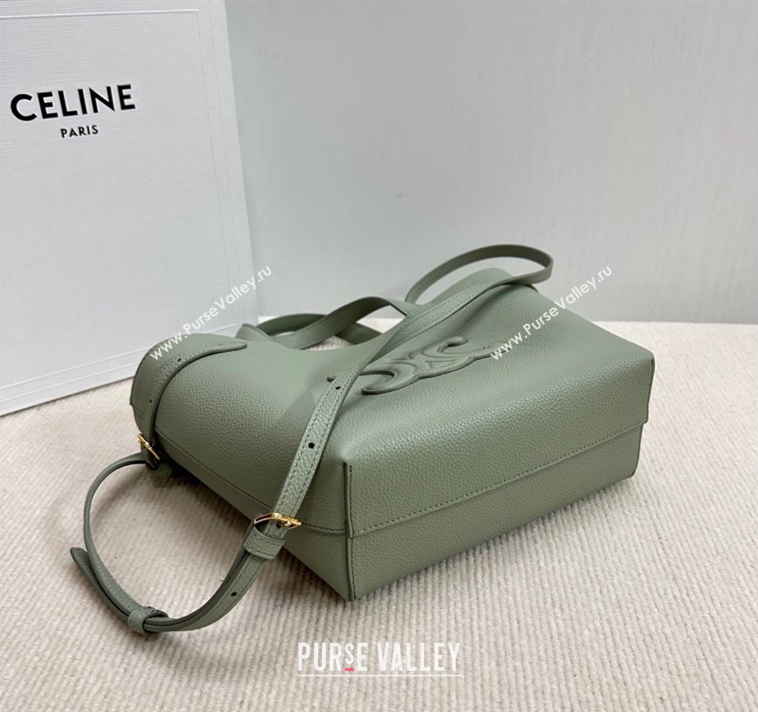 Celine Mini Cabas Anais Cuir Triomphe Tote Bag in Grained Calfskin Light Clay Green 2025 118613 (BL-250520007)