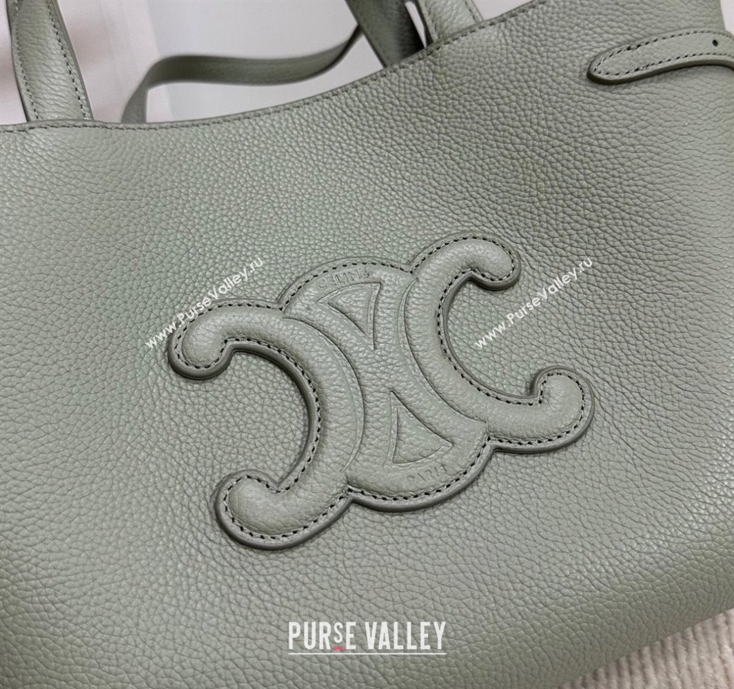 Celine Mini Cabas Anais Cuir Triomphe Tote Bag in Grained Calfskin Light Clay Green 2025 118613 (BL-250520007)