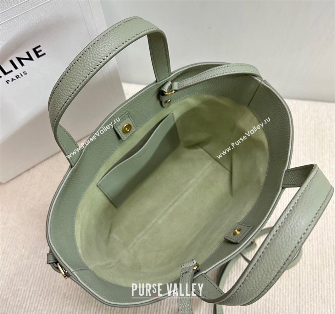 Celine Mini Cabas Anais Cuir Triomphe Tote Bag in Grained Calfskin Light Clay Green 2025 118613 (BL-250520007)