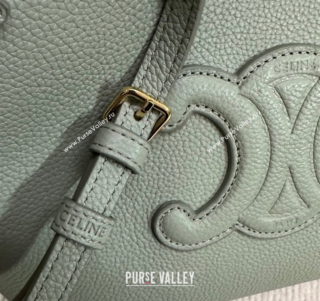 Celine Mini Cabas Anais Cuir Triomphe Tote Bag in Grained Calfskin Light Clay Green 2025 118613 (BL-250520007)